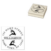 Kerstsprong Rendier Circulaire Retouradres Rubberstempel (Gestempeld)