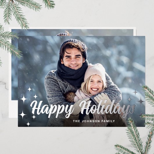 Kerstsprookje 2 FOTO Wenskaart Zilver Folie Feestdagenkaart