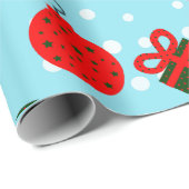 Kerstspullen in Rood en Groen en sneeuw backgro Cadeaupapier (Rol Hoek)