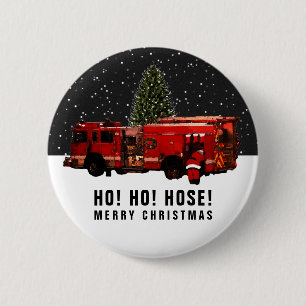 Kerstspullen voor brandweerlieden ronde button 5,7 cm