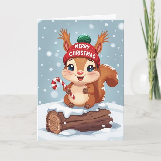 Kerstsquirrel Feestdagen Kaart (Voorkant)
