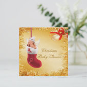 kerststaart, Baby en Tinsel Baby shower Kaart (Staand voorkant)