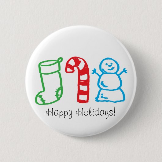 kerststaartwandriet en Snowman Ronde Button 5,7 Cm (Voorkant)