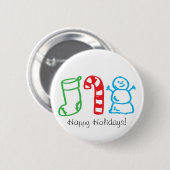 kerststaartwandriet en Snowman Ronde Button 5,7 Cm (Voorkant /achterkant)