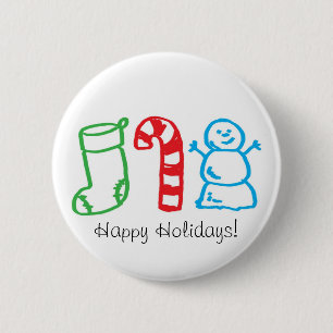 kerststaartwandriet en Snowman Ronde Button 5,7 Cm