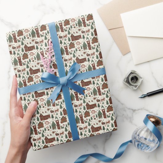 Kerststad aan de Noordpool Cadeaupapier (Geschenken)