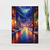 Kerststad bij nacht kaart (Voorkant)