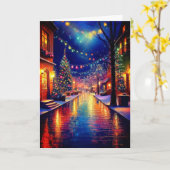 Kerststad bij nacht kaart (Gele Bloem)