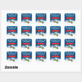 Kerststad Dorp 's Nachts Vierkante Sticker (Vel)