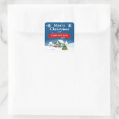 Kerststad Dorp 's Nachts Vierkante Sticker (Tas)