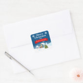 Kerststad Dorp 's Nachts Vierkante Sticker (Envelop)