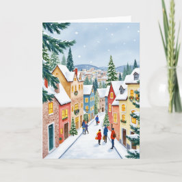 Kerststad geschilderd kaart