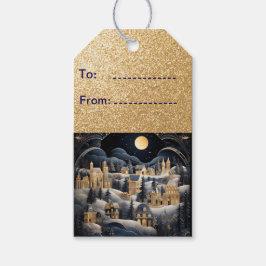 Kerststad in de winter cadeaulabel