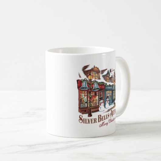 Kerststad in jaren 50-stijl koffiemok (Voorkant rechts)