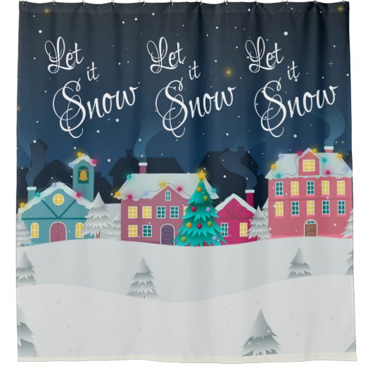  kerststad laat het kerstdecor sneeuwen douchegordijn (Voorkant)