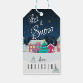  kerststad laat het sneeuwnaam kerst cadeaulabel (Achterkant)
