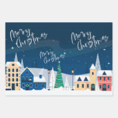 Kerststad Landschap Vrolijk Kerstcitaat Inpakpapier Vel (Voorkant 3)