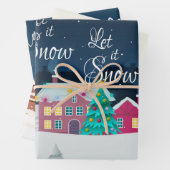 Kerststad Landschap Vrolijk Kerstcitaat Inpakpapier Vel (In situ)