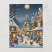 Kerststad met sneeuw briefkaart (Voorkant)