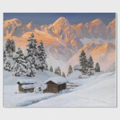 Kerststad met Snowy Mountains Cadeaupapier (Vlak)