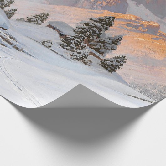 Kerststad met Snowy Mountains Cadeaupapier (Hoek)