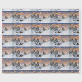 Kerststad met Snowy Mountains Cadeaupapier (Vlak)