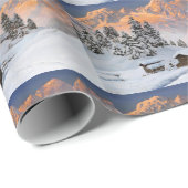 Kerststad met Snowy Mountains Cadeaupapier (Rol Hoek)