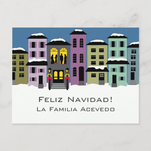 Kerststad ~ Postcard Modern Feestdagenkaart (Voorkant)