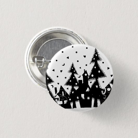 Kerststad Ronde Button 3,2 Cm (Voorkant /achterkant)
