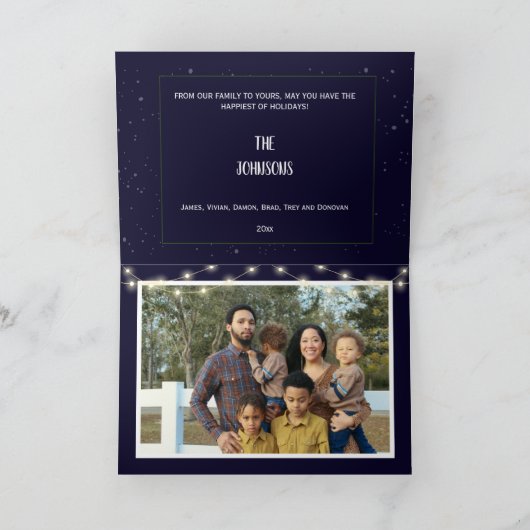 Kerststad Scene 1 Foto Kerstkaart Feestdagen Kaart (Binnen)