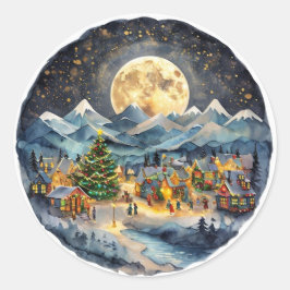 Kerststad Sticker, Vakantie Scene Sticker