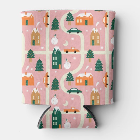 Kerststad Vakantiepatroon Patroon Blikjeskoeler (Voorkant)