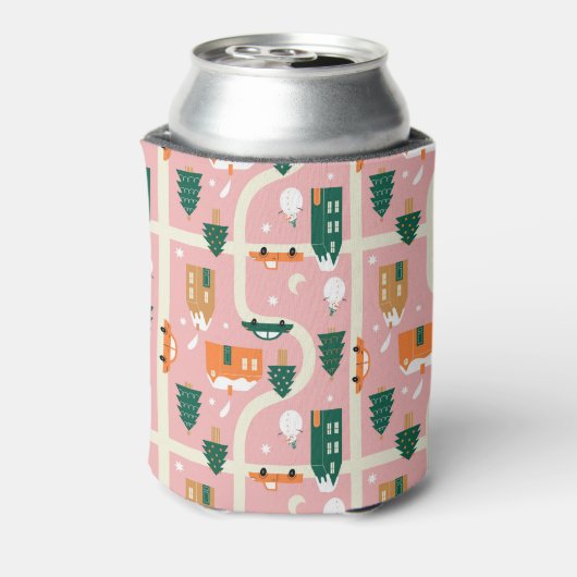 Kerststad Vakantiepatroon Patroon Blikjeskoeler (Blikje Achterkant)