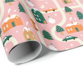 Kerststad Vakantiepatroon Patroon Cadeaupapier (Rol Hoek)