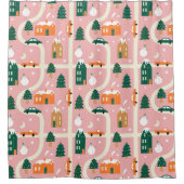 Kerststad Vakantiepatroon Patroon Douchegordijn (Voorkant)