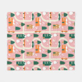 Kerststad Vakantiepatroon Patroon Fleece Deken (Voorkant (Horizontaal))