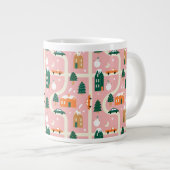 Kerststad Vakantiepatroon Patroon Grote Koffiekop (Voorkant rechts)