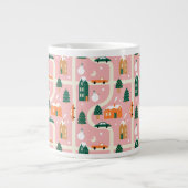 Kerststad Vakantiepatroon Patroon Grote Koffiekop (Voorkant)