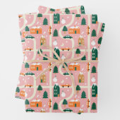 Kerststad Vakantiepatroon Patroon Inpakpapier Vel (In situ)