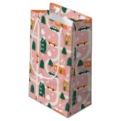 Kerststad Vakantiepatroon Patroon Klein Cadeauzakje (Achterkant Gekanteld)