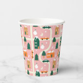Kerststad Vakantiepatroon Patroon Papieren Bekers (Achterkant)