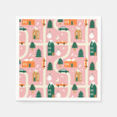 Kerststad Vakantiepatroon Patroon Servet (Voorkant)