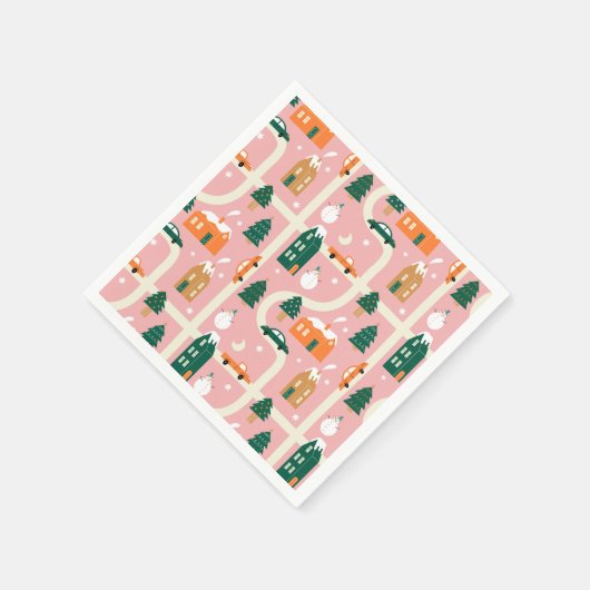 Kerststad Vakantiepatroon Patroon Servet (Hoek)