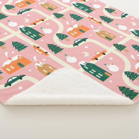 Kerststad Vakantiepatroon Patroon Sherpa Deken (3/4)