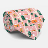 Kerststad Vakantiepatroon Patroon Stropdas (Opgerold)