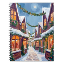 Kerststad Watercolor Kerstvakantie Notitieboek
