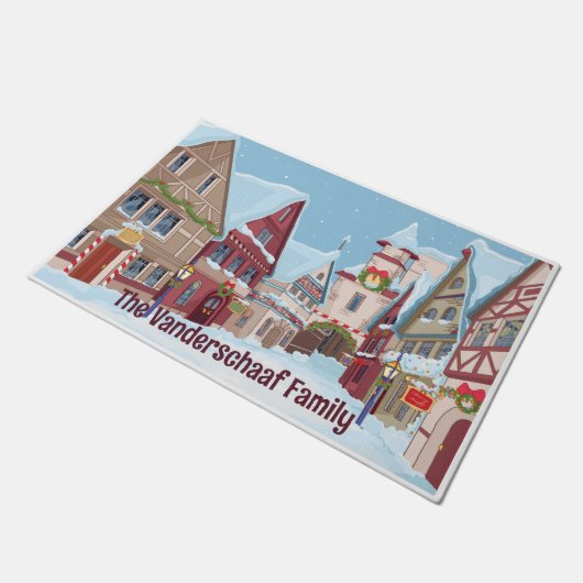  kerststad winter vakantie scène deurmat (Schuin)