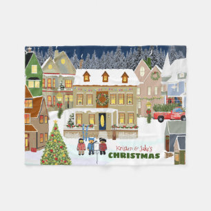 Kerststad Winter Wonderland Houses Caroling Fleece Deken