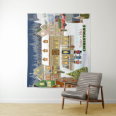 Kerststad Winter Wonderland Houses Caroling Wandkleed (In situ)