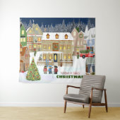 Kerststad Winter Wonderland Houses Caroling Wandkleed (In Situ (horizontaal))